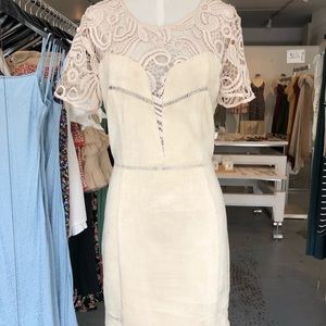 Tan Lace Suede Mini Dress